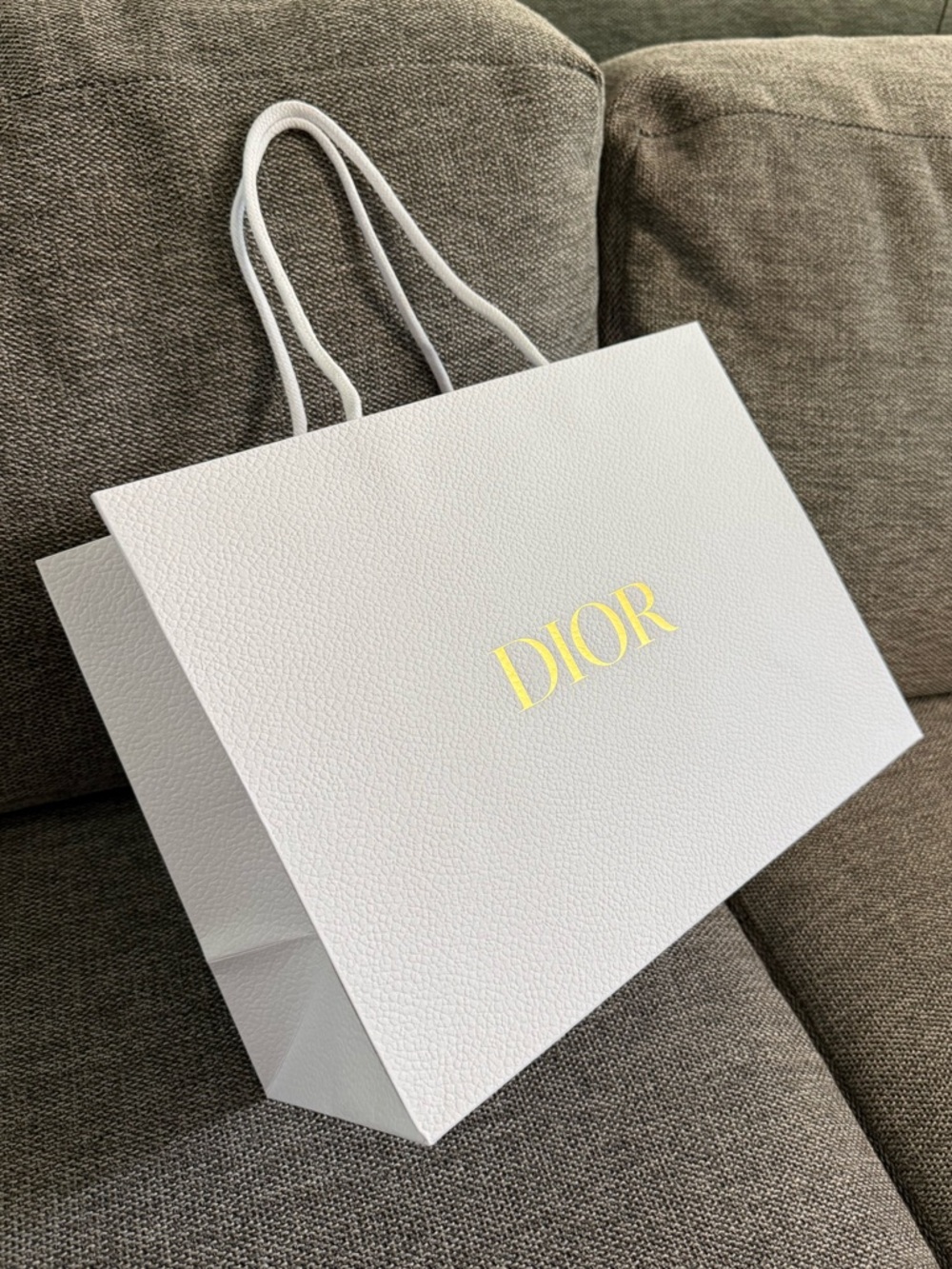 Christian Dior Large Square Gift Paper Bag White New Empty Authentic